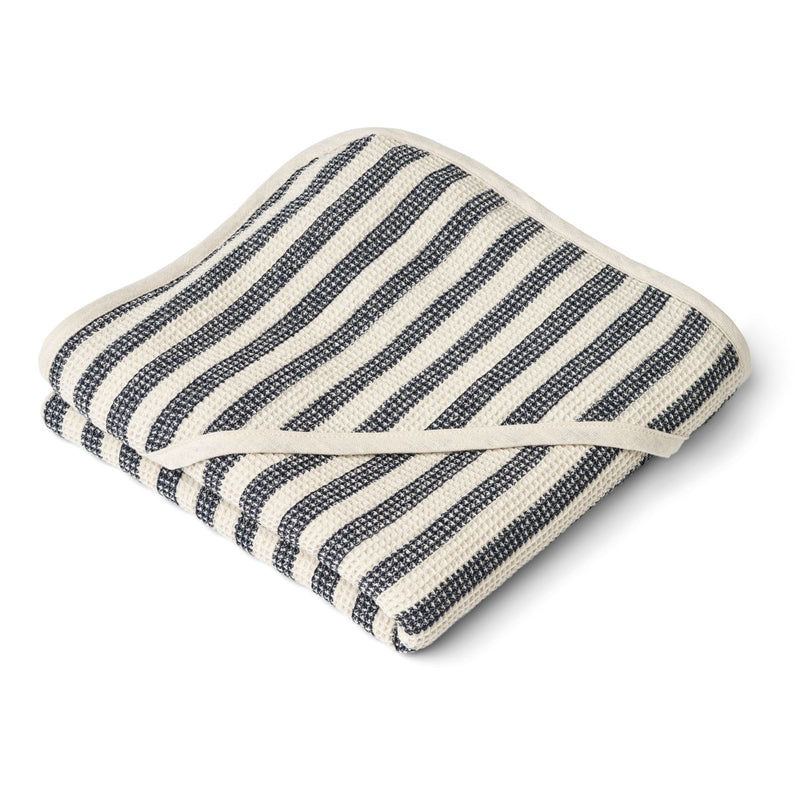 Liewood Caro Hooded Towel Baby - Y/D Stripe Classic navy / Sandy - TOWEL / WASHCLOTH