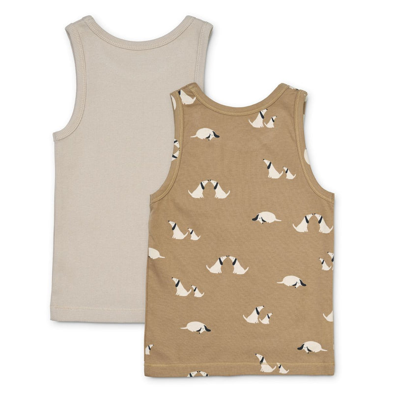 Liewood Faris Tank Top 2 Pack - Dog / oat mix - TANK TOP