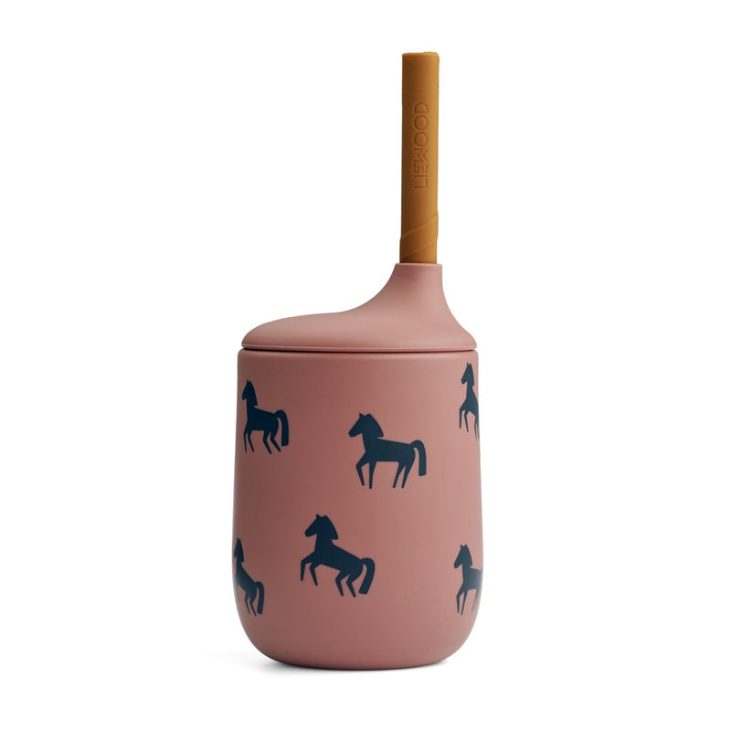Liewood Ellis Sippy Cup with straw 230 ml - Horses / Dark rosetta - CUP