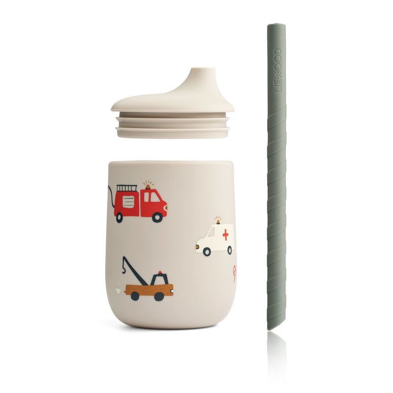 Liewood Ellis Sippy Cup with straw 230 ml - Emergency vehicle / Sandy - CUP