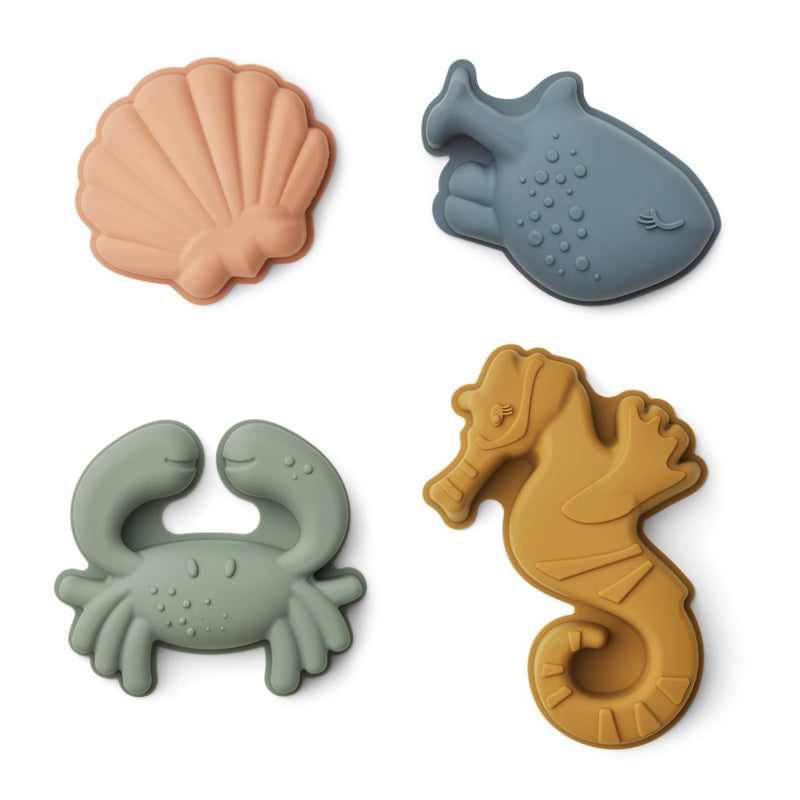 Liewood Gill Sand Moulds 4-Pack - Sea creature / Sandy - SAND TOYS