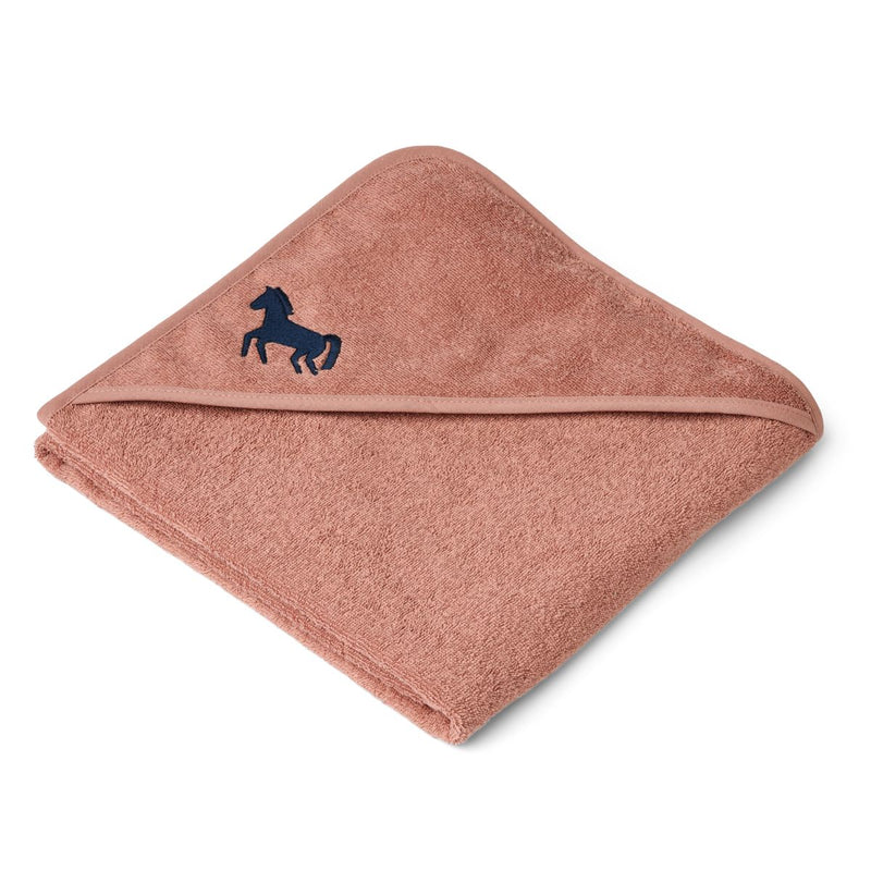 Liewood Goya hooded baby towel - Horses / Dark rosetta - TOWEL / WASHCLOTH