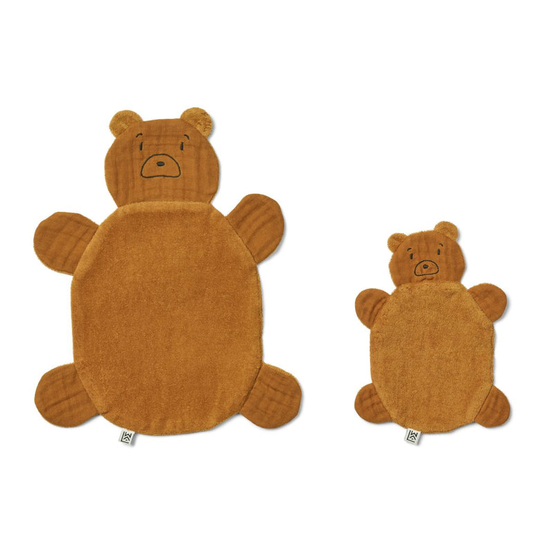 Liewood Janai cuddle cloth 2-pack - Mr bear / Golden caramel - CUDDLE CLOTH