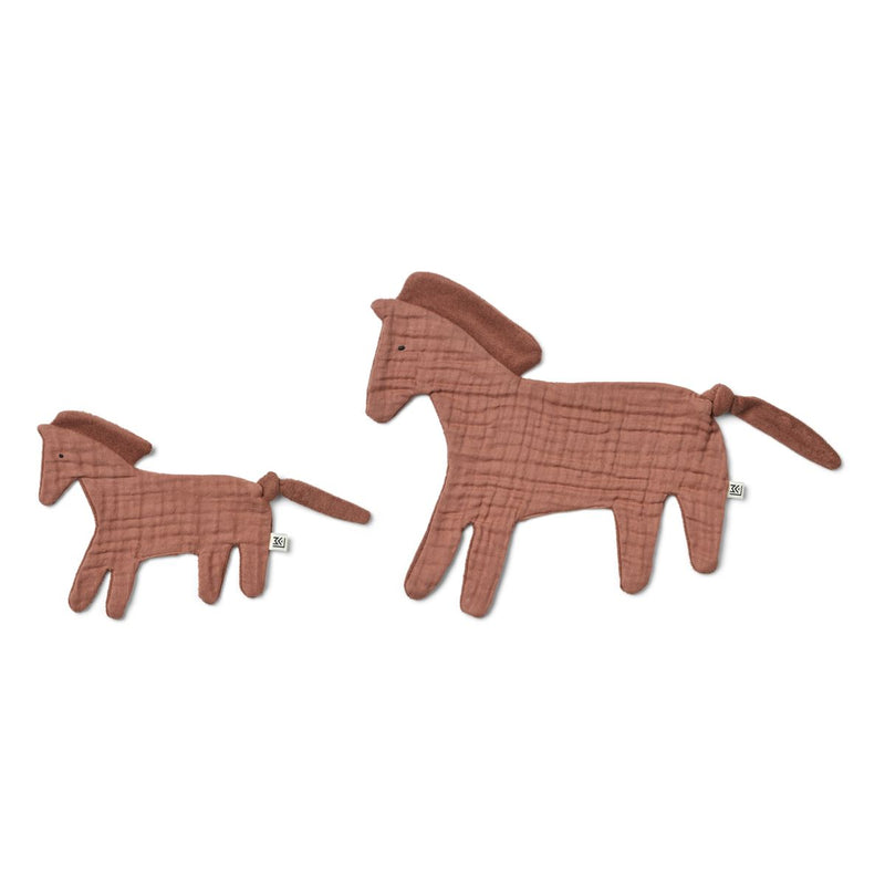 Liewood Janai Horse Cuddle Cloth 2-pack - Horses / Dark rosetta - CUDDLE CLOTH