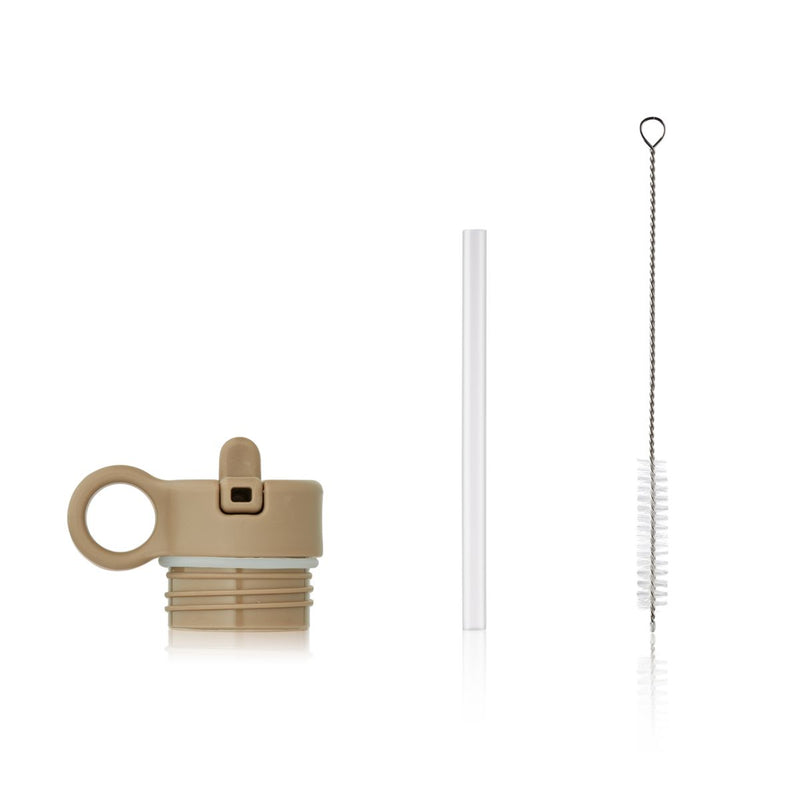 Liewood Lid with straw and brush for falk water bottle 250 ml - Oat - SPARE PARTS