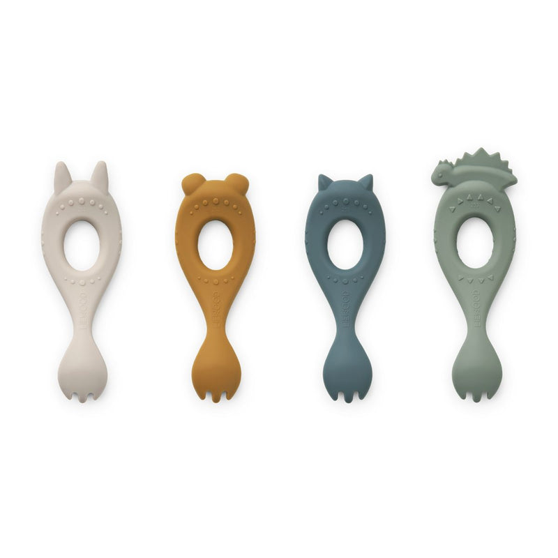 Liewood Liva Silicone Fork 4 Pack - Faune green multi mix - CUTLERY