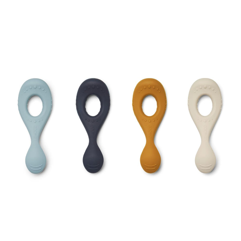 Liewood Liva Silicone Spoon 4 Pack - Sea blue multi mix - CUTLERY
