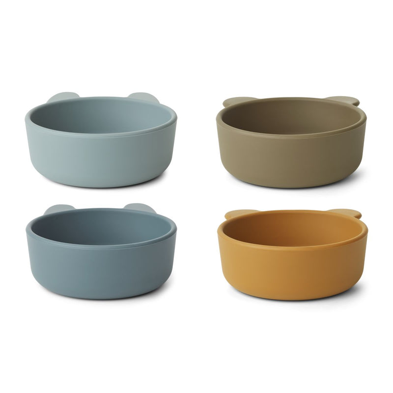 Liewood Iggy Silicone Bowls 4 Pack - Golden caramel / blue multi mix - BOWL