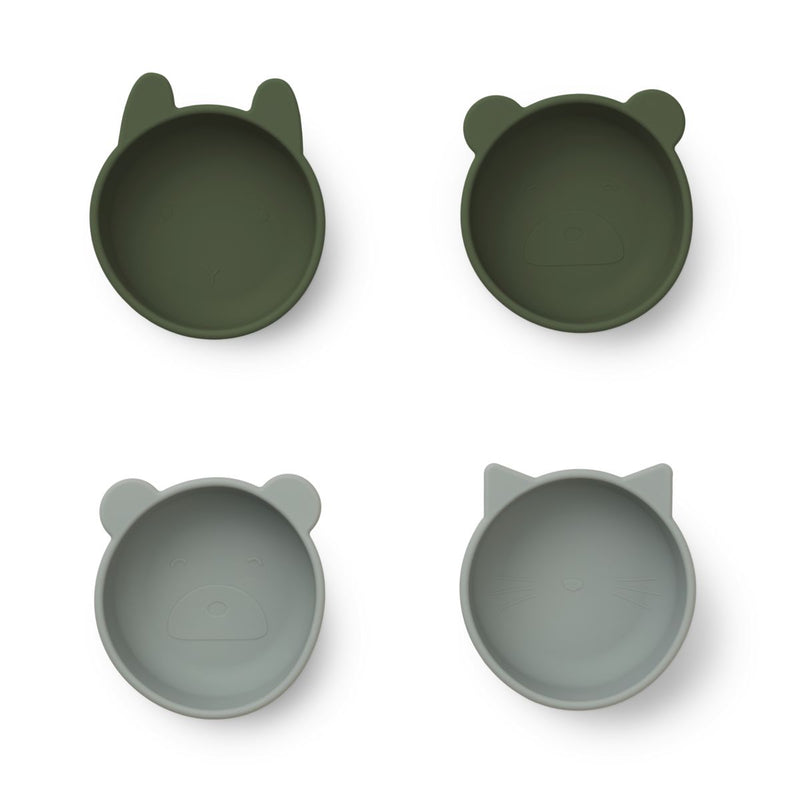 Liewood Iggy Silicone Bowls 4 Pack - Hunter green mix - BOWL