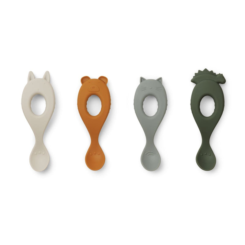 Liewood Liva Silicone Spoon 4 Pack - Hunter green mix - CUTLERY