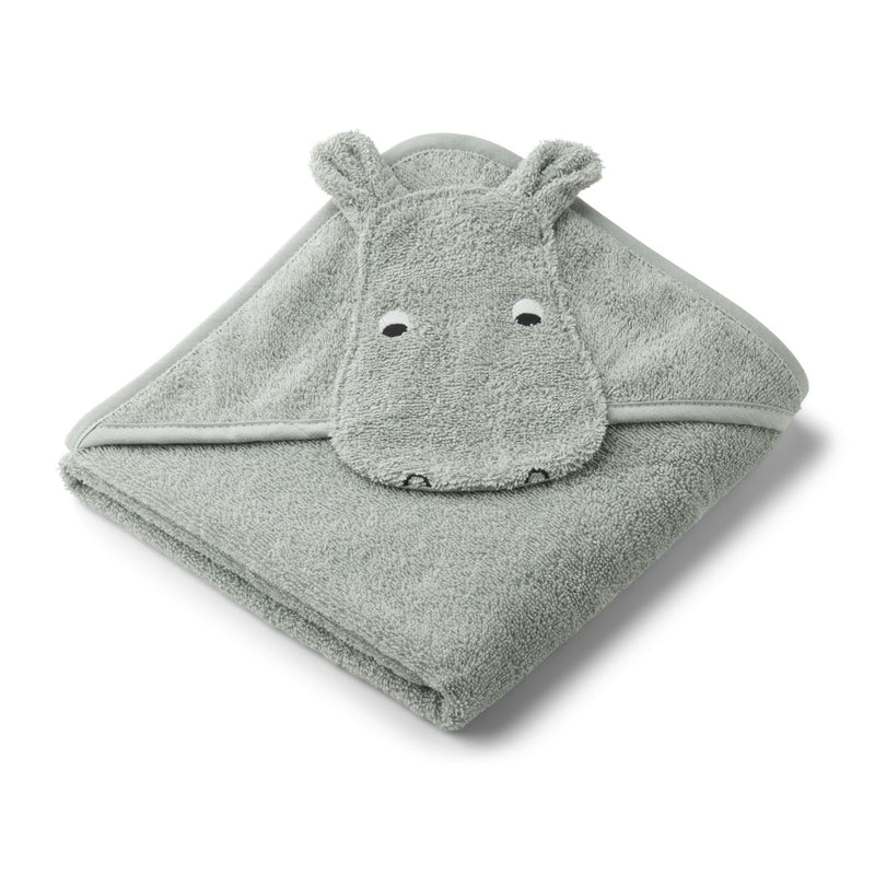 Liewood Albert Hooded Baby Towel - Hippo dove blue - TOWEL / WASHCLOTH