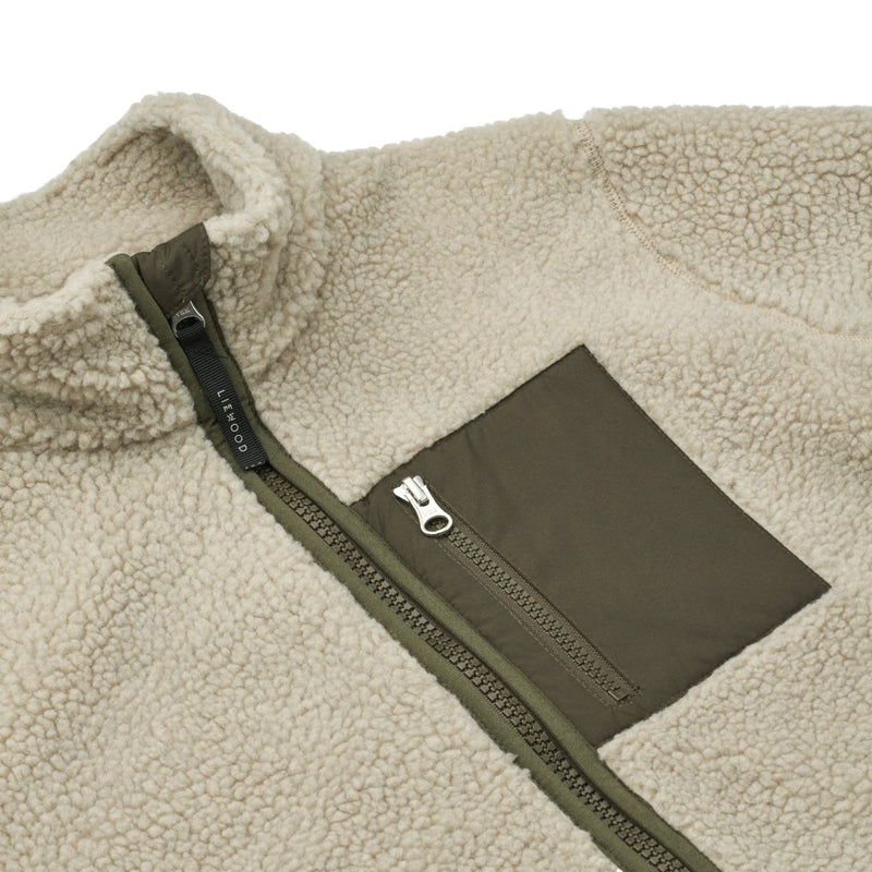 Liewood Nelson Pile Jacket For Adults - Mist / Army brown - JACKET