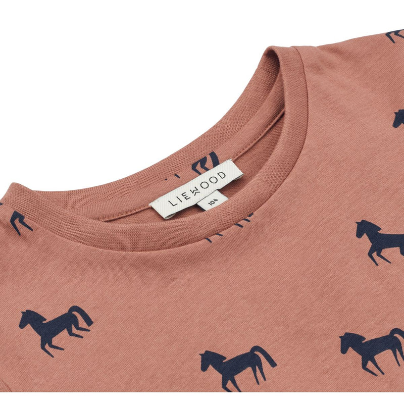 Liewood Apia T-shirt ss - Horses / Dark rosetta - TSHIRT