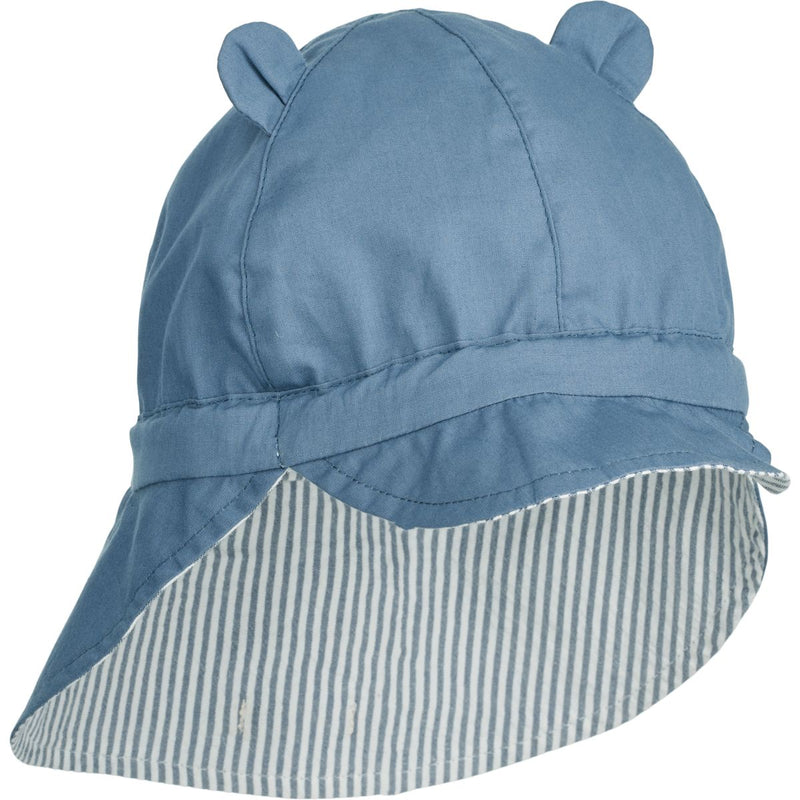 Liewood Gorm Seersucker Sun Hat - Y/D stripe: Blue wave/creme de la creme - HATS/CAP