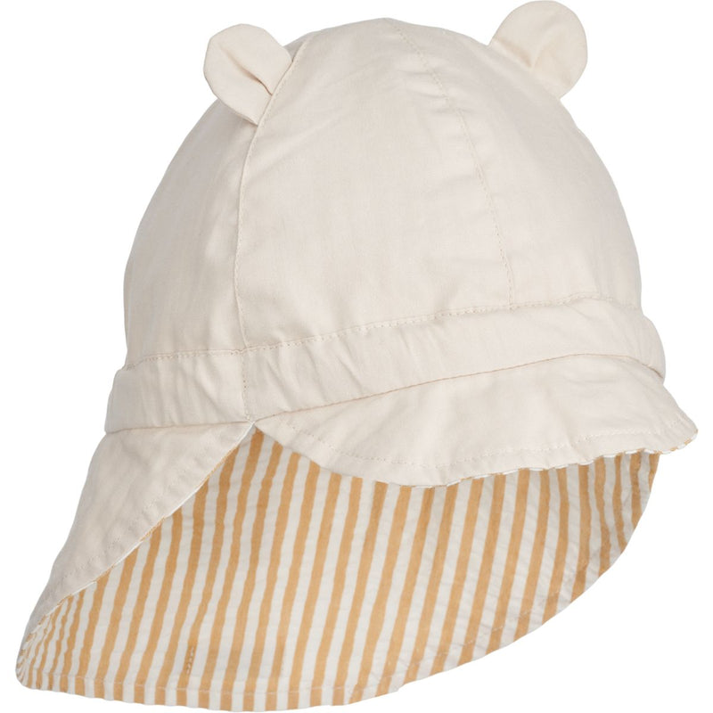 Liewood Gorm Seersucker Sun Hat - Y/D stripes Yellow mellow / Creme de la creme - HATS/CAP