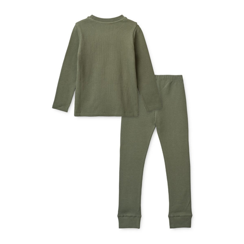 Liewood Croydon waffle pyjamas set - Faune green - PYJAMAS SET