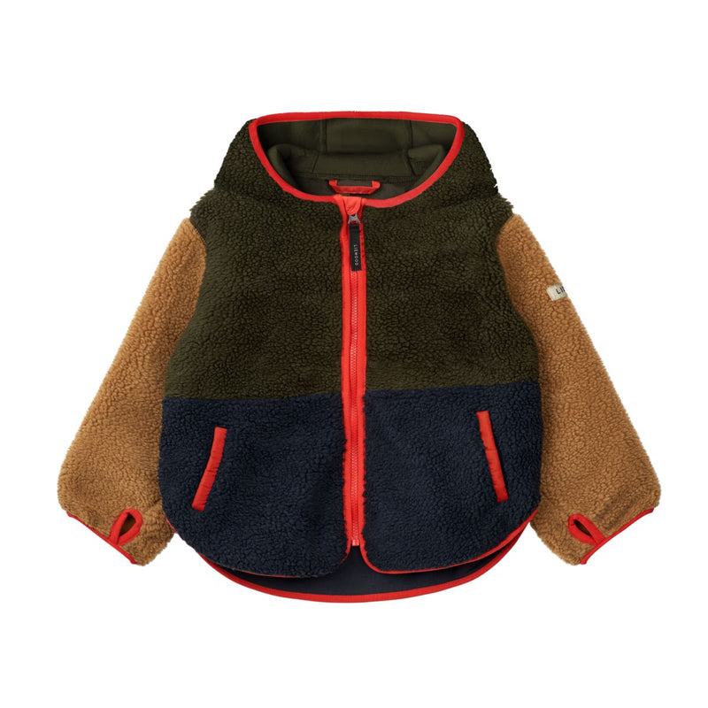 Liewood Mara pile jacket with ears - Army brown multi mix - JACKET