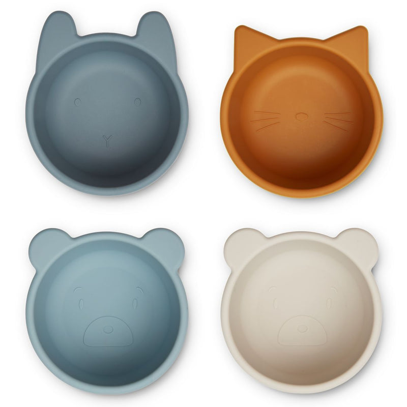 Liewood Malene Silicone Bowls 4 Pack - Whale blue multi mix - BOWL
