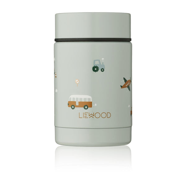 Liewood Nadja Food Jar 250 ml - Vehicles/dove blue mix - FOOD JAR