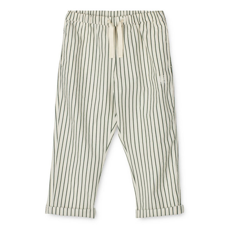 Liewood Orlando Y/D stripe poplin pants - Y/D stripes Garden green / Creme de la creme - PANTS