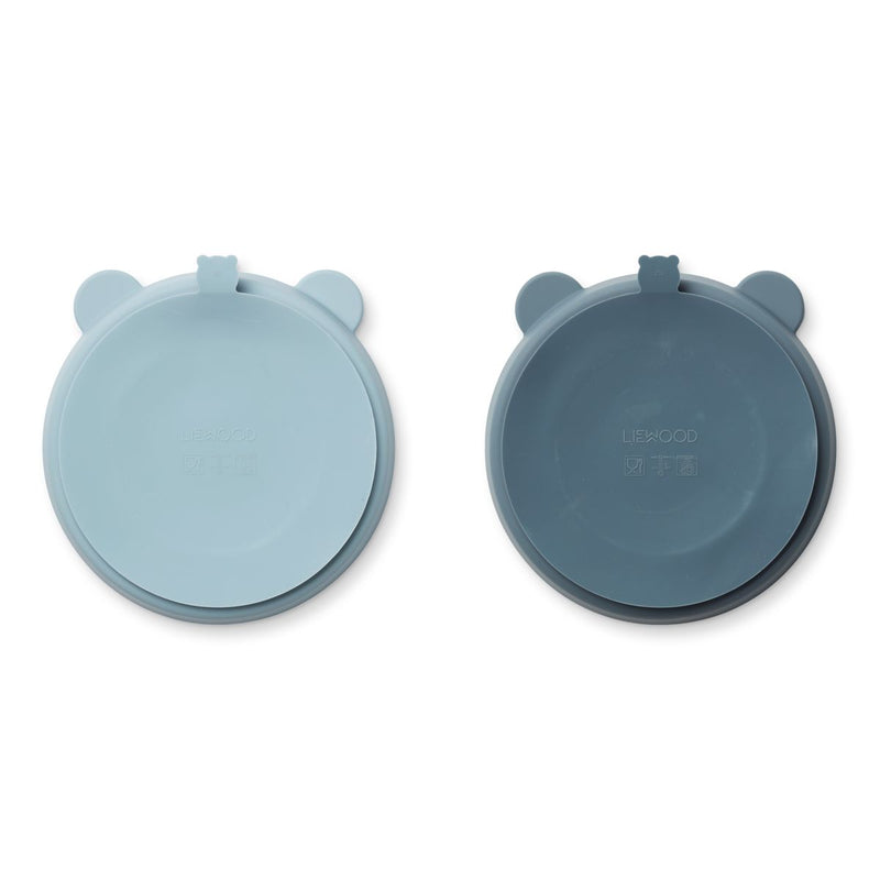 Liewood Stacy Divider Suction Plate 2 Pack - Sea blue / Whale blue - PLATE