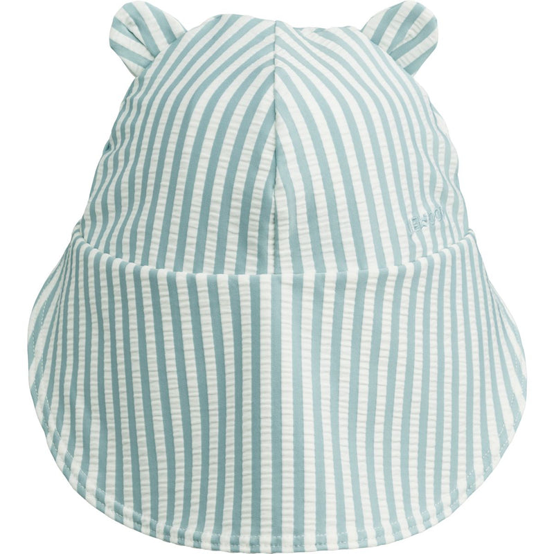 Liewood Senia sun hat seersucker - Y/D stripe: Sea blue/white - SWIM HAT