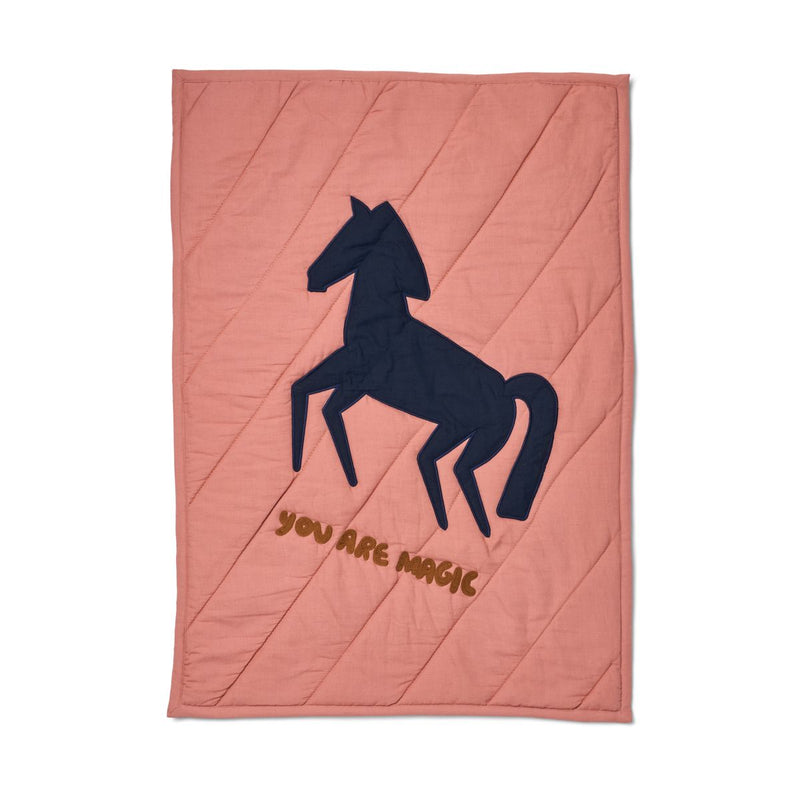 Liewood Verner wall blanket - Horse / Dark rosetta - WALL RUG/BLANKET