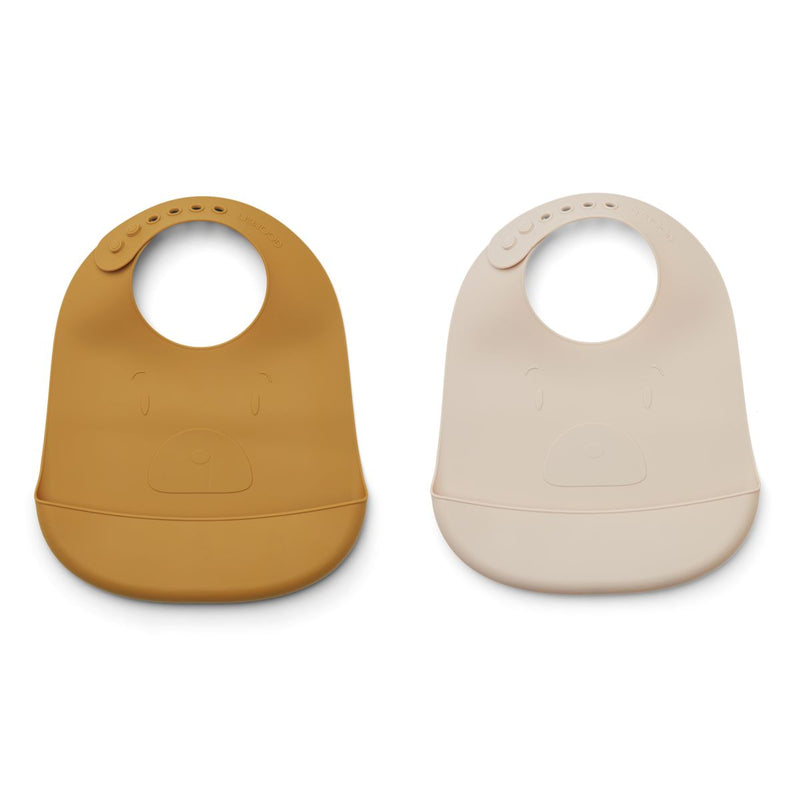 Liewood Tilda Silicone Bib 2 Pack - Mr bear golden caramel / sandy mix - BIB