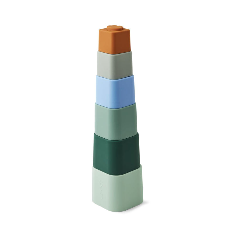 Liewood Zuzu stacking cups - Dove blue multi mix - STACKING TOWER