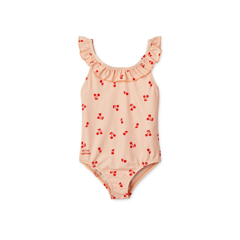 Liewood Kallie printed ruffle swimsuit - Cherries / Apple blossom - SWIMSUIT