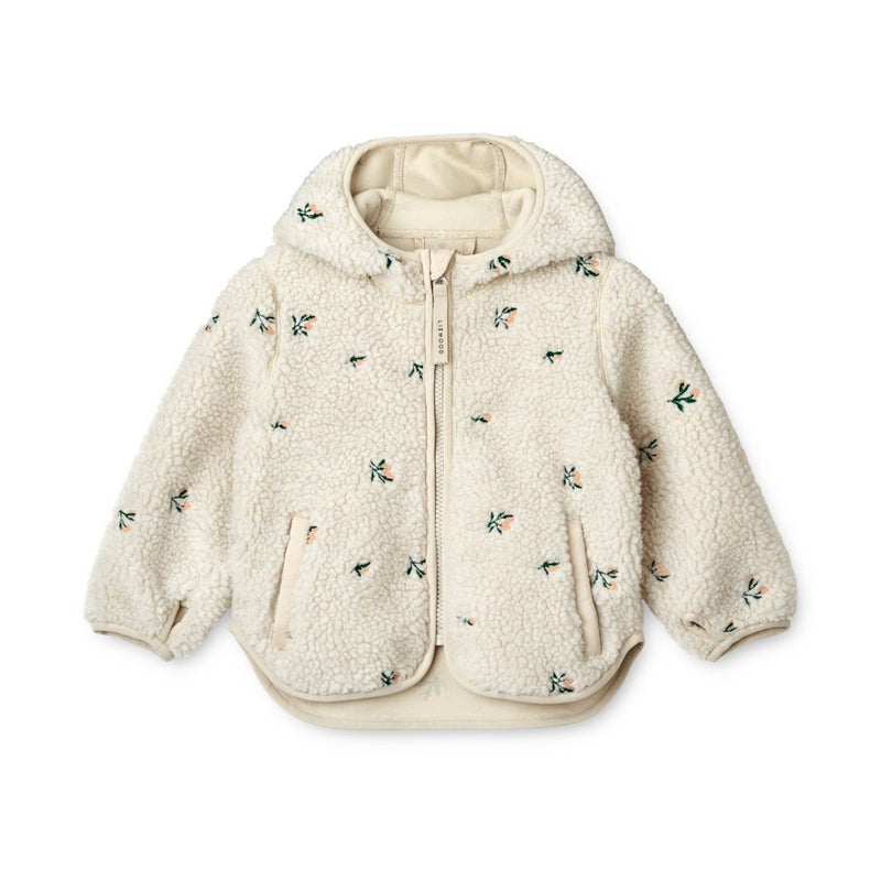 Liewood Mara embroidered pile jacket with ears - Peach / Sandy Embroidery - JACKET