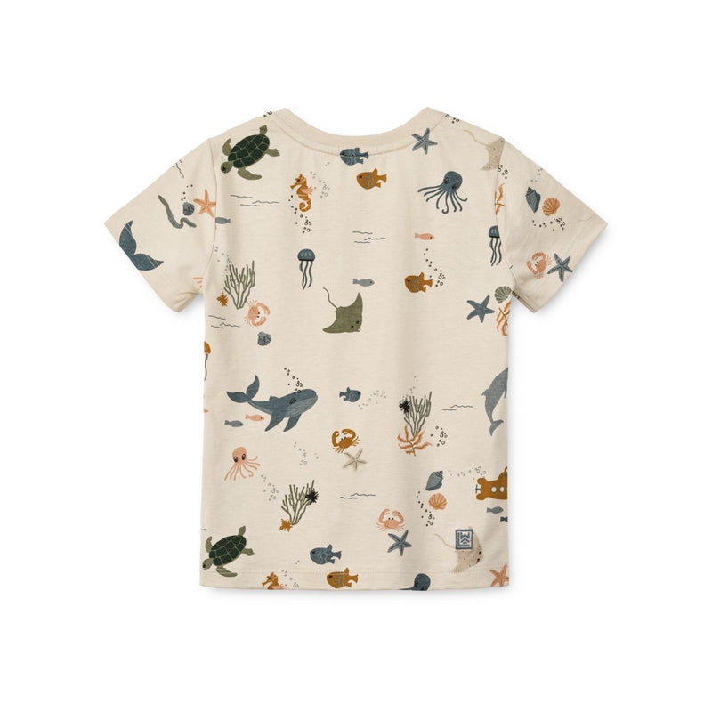 Liewood Apia printed cotton t-shirt - Sea creature / Sandy - TSHIRT