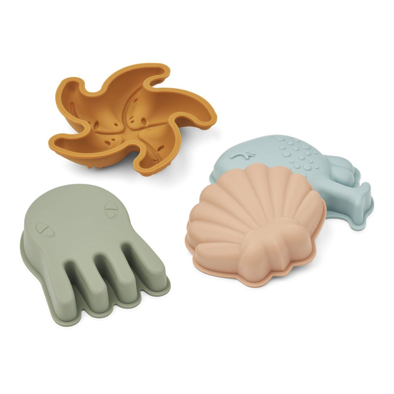 Liewood Gill mermaid sand moulds 4-pack - Mermaids / Sandy - SAND TOYS