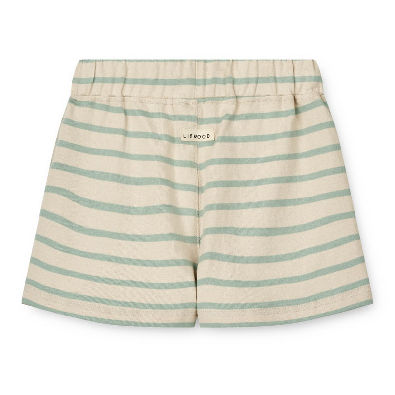 Liewood Valdis striped sweat shorts - Y/D Stripe Ice blue / Sandy - SHORTS