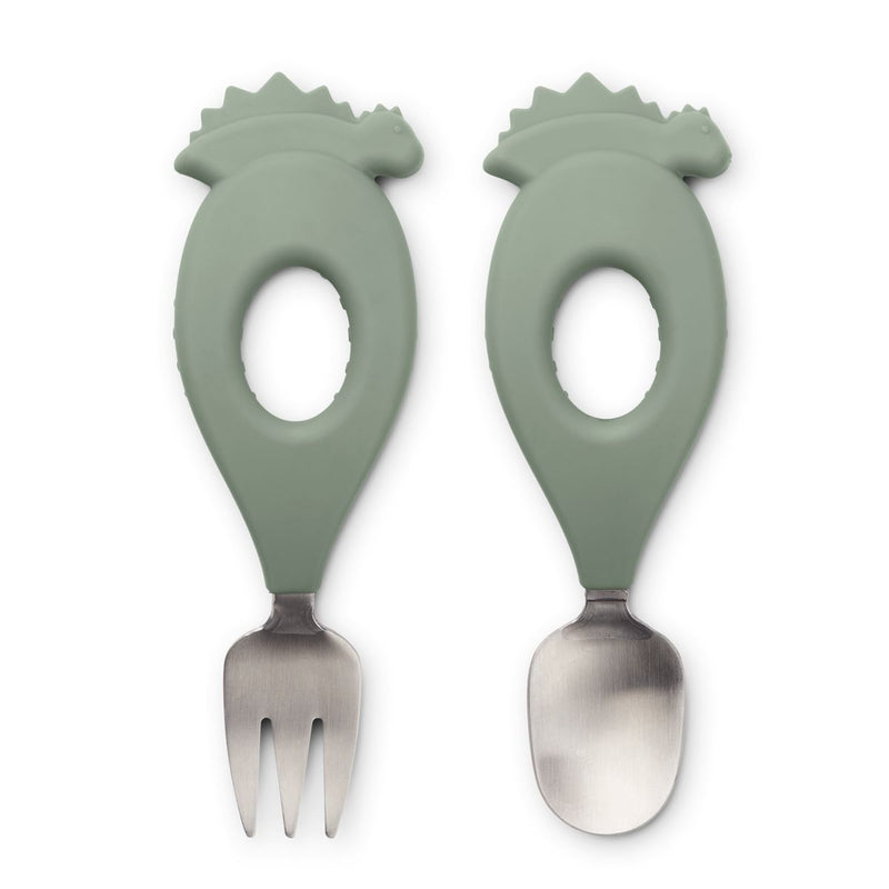 Liewood Stanley baby cutlery set - Dino / Faune green - CUTLERY