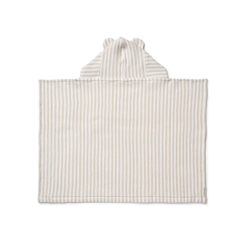 Liewood Vilas baby hooded waffle towel - Y/D stripes Crisp white / Sandy - TOWEL / WASHCLOTH