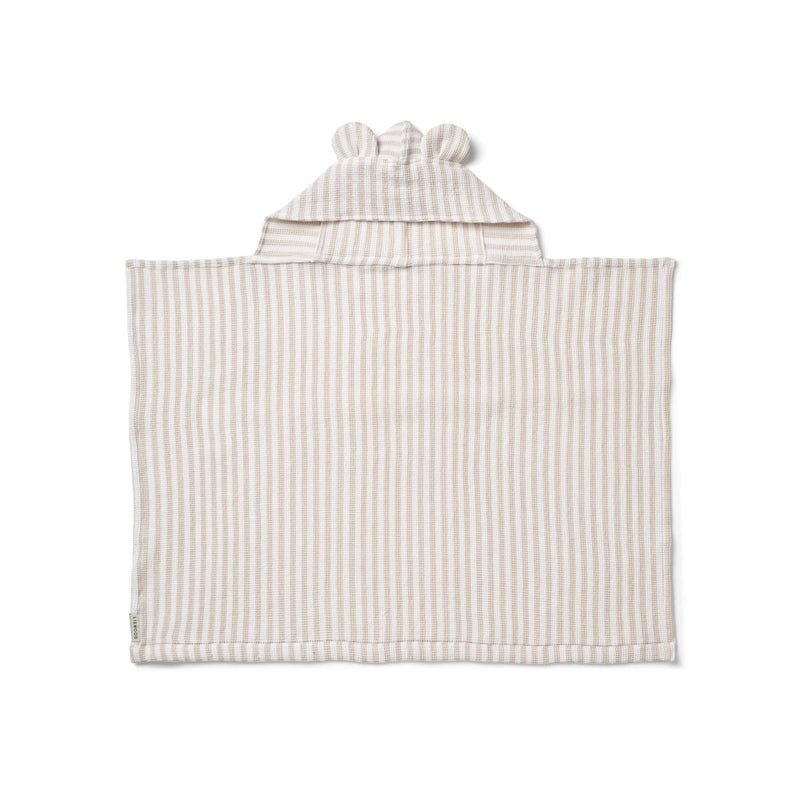 Liewood Vilas baby hooded waffle towel - Y/D stripes Crisp white / Sandy - TOWEL / WASHCLOTH