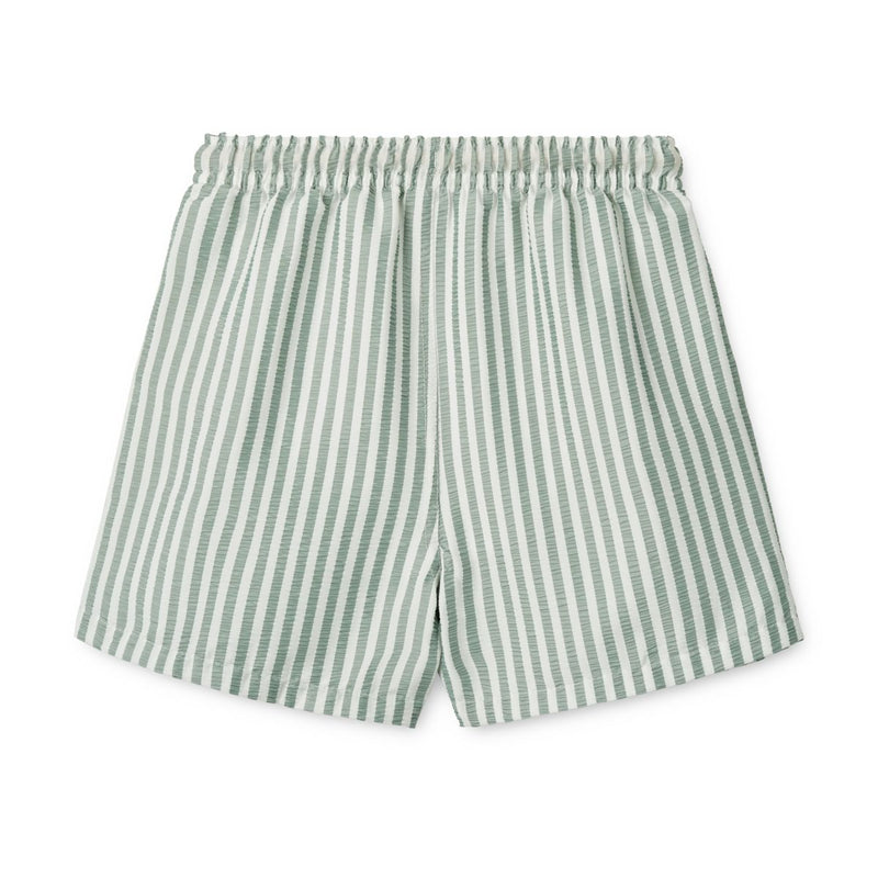 Liewood Duke Striped Board Shorts - Stripe Peppermint / Crisp white - BOARD SHORTS